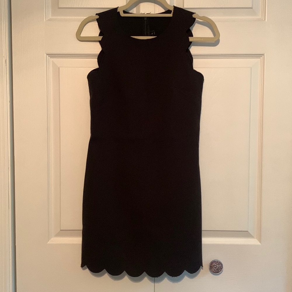 J. Crew black scallop mini dress